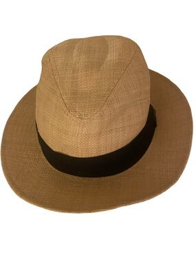 Tommy Bahama Natural Straw Hat with Black Sweatband-OSFM raffia tan